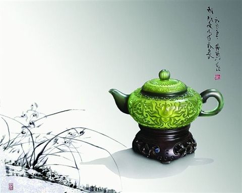 青玉薄胎茶壺