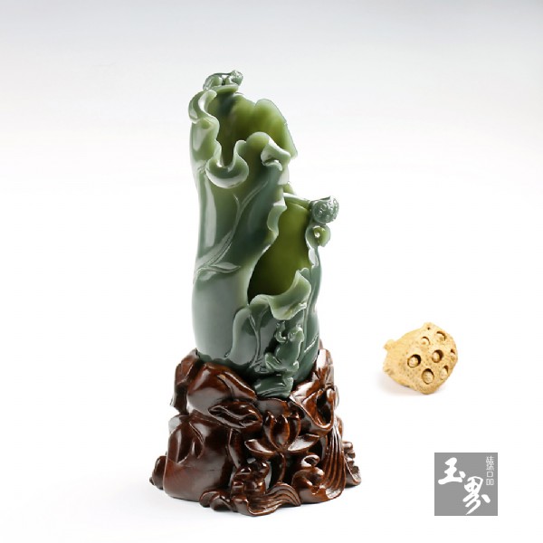 青玉-蛙趣荷葉洗
