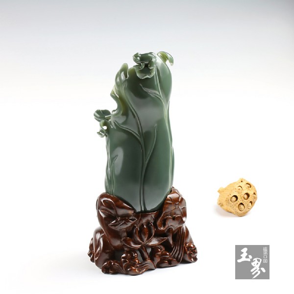 青玉-蛙趣荷葉洗